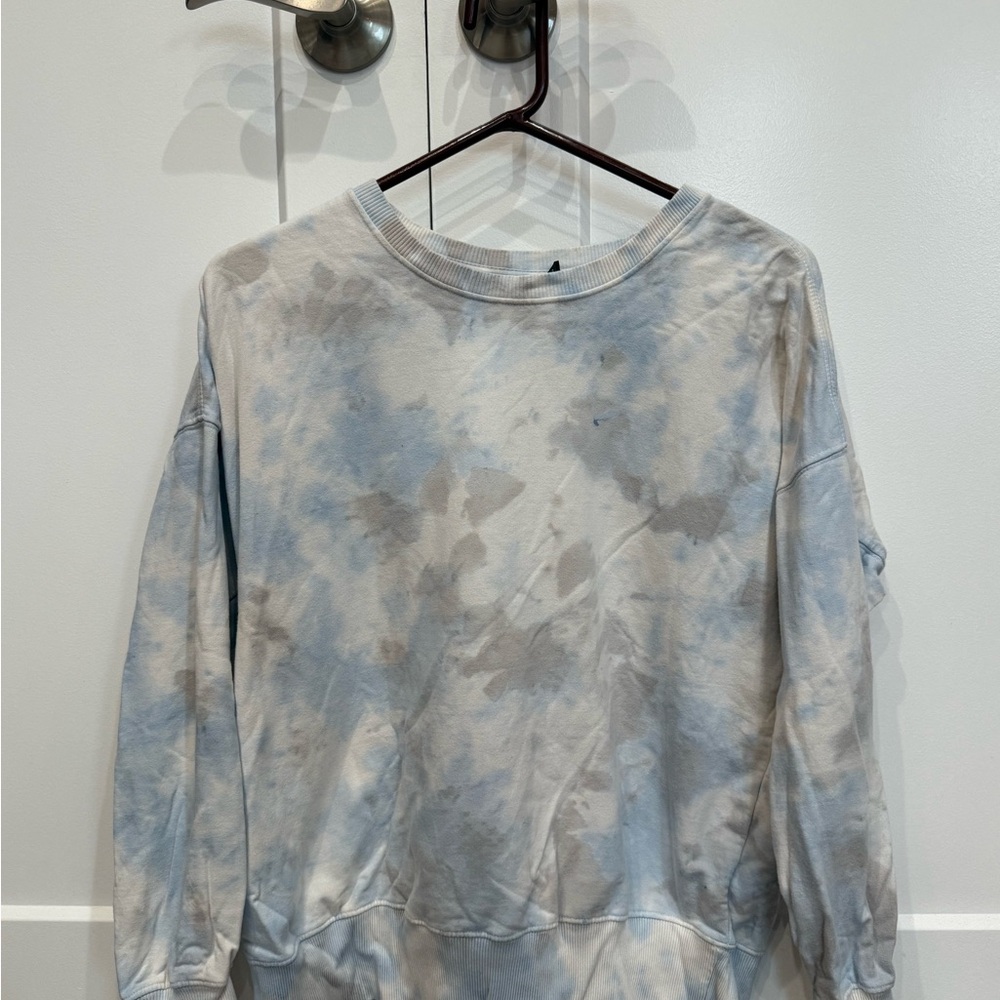 Marshalls Blue and Gray Tie-Dye Crew Neck Sweater